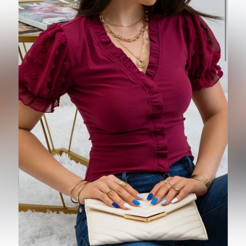 Red Ruffle Swiss Dot Top